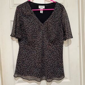 Covington Black and Multicolor Patterned Top